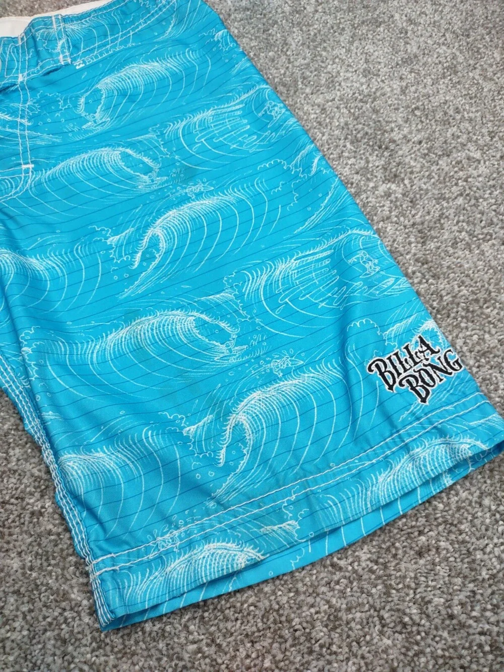 Billabong Boardshorts Men 29 Blue Ocean Wave Beer Stained Beach Volleyball Pong
